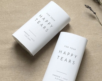 Tissue Wraparound, Happy Tears, Editable Minimalist Wedding Pocket Tissue Favor Template, Printable, Instant Download, Templett #094-103PT
