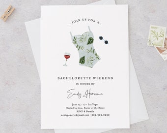 Bachelorette Invitation & Itinerary Template, INSTANT DOWNLOAD, 100% Editable Text, Beach, Spa, Resort, Lake Bachelorette Weekend 017A-120BP