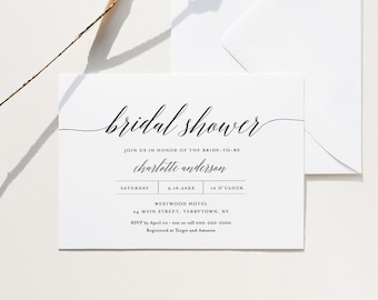 Bridal Shower Invitation Template, Instant Download, Printable Wedding Shower Invite, Rustic Wood Heart, 100% Editable, DIY #NC-202BS