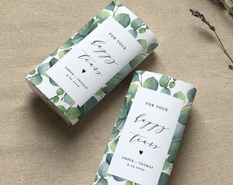 Happy Tears Pocket Tissue Wraparound, Editable Eucalyptus Wedding Tissue Favor Template, Printable, Instant Download, Templett #036-102PT