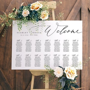 Self-Editing Seating Chart Template, Printable Wedding Seating Sign, Instant Download, 100% Editable, DIY, US & UK Poster Sizes #052-225SC