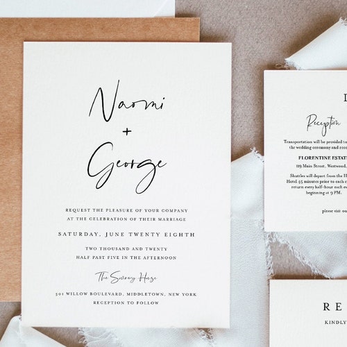 Printable Wedding Invitation Suite 100% Editable Template DIY - Etsy