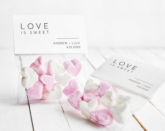 Love is Sweet Treat Bag, Favor Cello Bag Topper Template, Candy / Mint Tag, Wedding or Bridal Shower, Instant Download, Templett #094-104CT