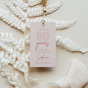 50th Birthday Favor Tag, Modern Birthday Thank You Tag, Over the Hill Birthday Goodie Bag, Editable Template, Instant, Templett #055-216FT