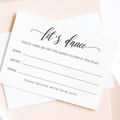 Wedding Song Request Card Printable DJ Request Song Request Etsy