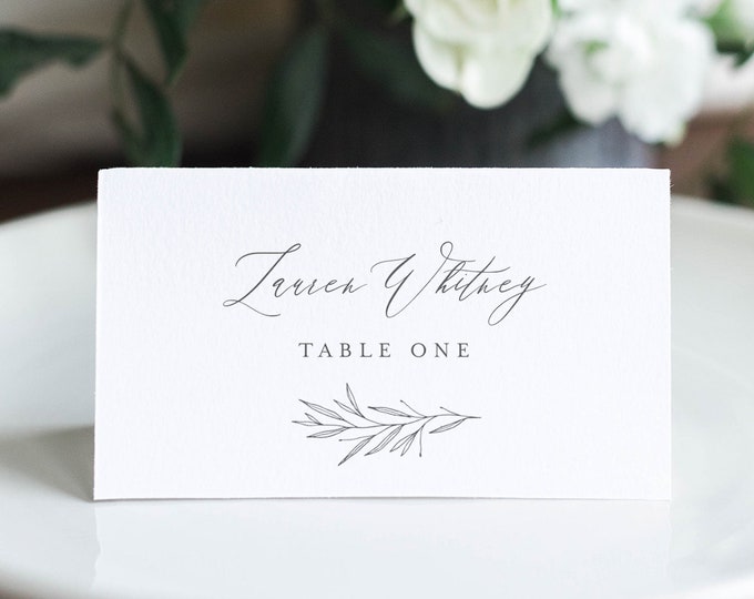 Minimalist Place Card Template, Printable Modern Wedding Buffet Card with Meal Option, INSTANT DOWNLOAD, Editable, Templett #0007-170PC