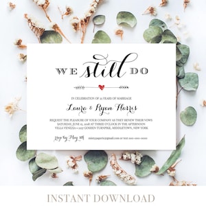 Plantilla de invitación de renovación de votos, todavía lo hacemos, descarga instantánea, aniversario de boda, renovación de votos, 100% editable, imprimible, digital #NC-202VR