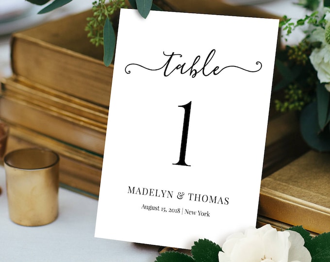 Table Number Card, Printable Wedding Table Card Template, Table Seating Card, Fully Editable, Instant Download, Digital, 5x7 #030-111TC