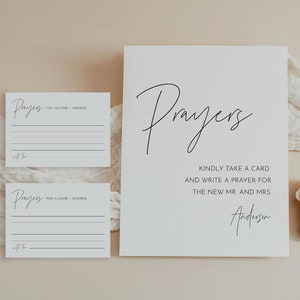 Prayers For Bride and Groom Sign and Card, Well Wishes for Newlyweds, Minimalist, Editable Template, INSTANT DOWNLOAD, Templett #0026-59S