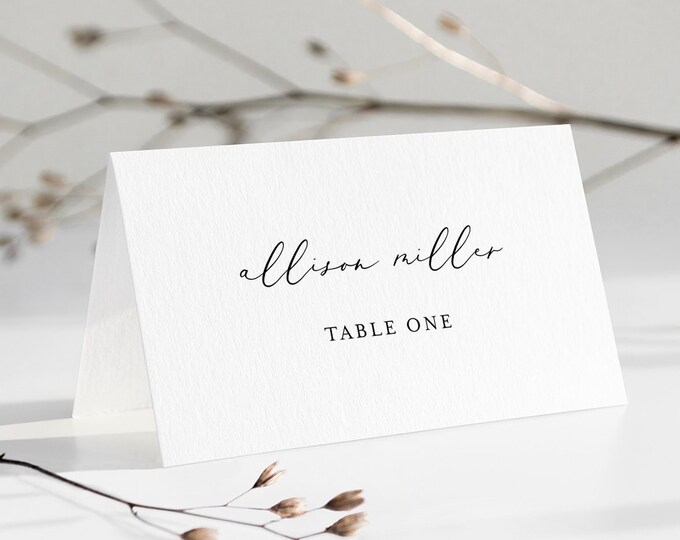 Printable Placecard Template, Self-Editing Wedding Escort Card, INSTANT DOWNLOAD, 100% Editable,  Name Card, Seating Card, DIY #045-218PC