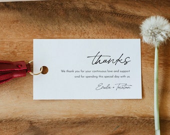 Modern Favor Tag for Bridal Shower or Wedding, Minimalist Thank You Tag, Horizontal, Editable Text, Printable, Templett #0024-204FT
