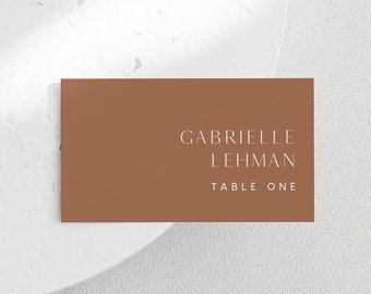 Terracotta Place Card Template, Printable Minimalist Wedding Buffet Card with Meal Option, INSTANT DOWNLOAD, Editable, Templett #0020-179PC