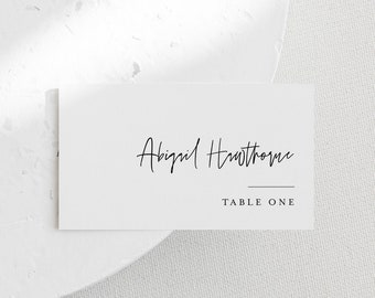 Minimalist Place Card Template, Printable Modern Simple Wedding Escort Card & Meal Option, INSTANT DOWNLOAD, Editable, Templett #0009-181PC