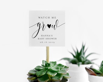 Baby Shower Favor Tag, Baby Grow Plant Favor, Succulent Favor, 100% Editable Template, Instant Download, Templett #008-130SF