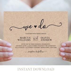 Hacemos plantilla de invitación de boda, invitación de boda de corazón imprimible, RSVP, tarjeta de detalles, descarga instantánea, editable, boda moderna #030A