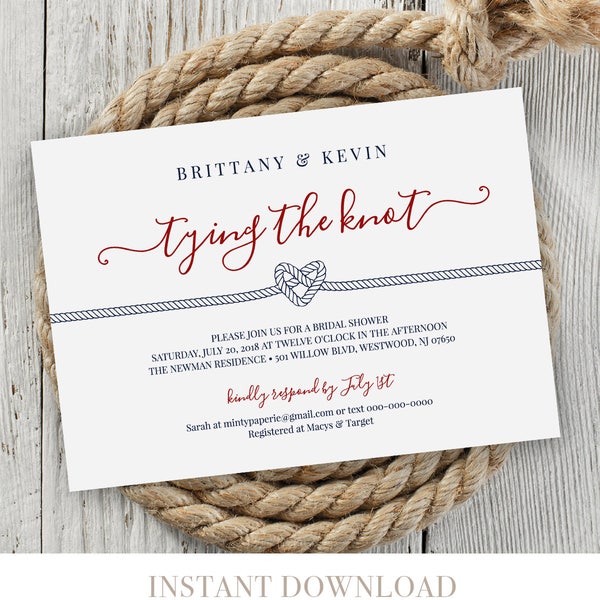 Tie the Knot Invitations Etsy