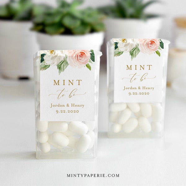 Mint to Be Label Template, Tic Tac Wraparound, Boho Floral Wedding or Bridal Shower Mint Favor Sticker, Instant Download, Templett 043-102TT