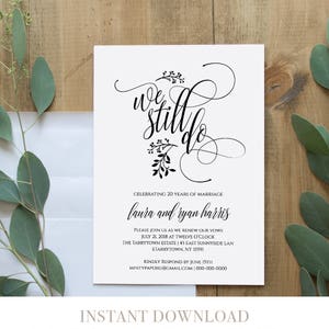 Vow Renewal Invitation Template, Printable, We Still Do, Instant Download, Wedding Anniversary, Renew Vow, Editable Template, DIY #020-106VR
