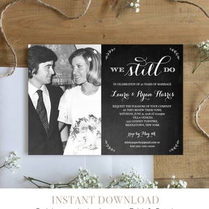 Wedding Vow Renewal Template, We Still Do, Instant Download, Photo Anniversary Invitation, Renew Vows, 100% Editable, Digital #201VR