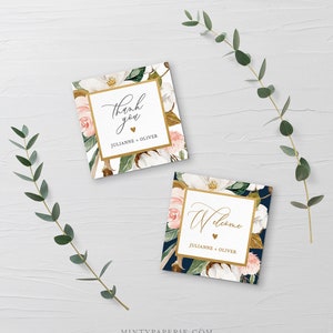 Favor Tag Template, Printable Wedding or Bridal Shower Thank You Tag / Label, Magnolia & Cotton, Instant Download, Editable Text #015-110SF