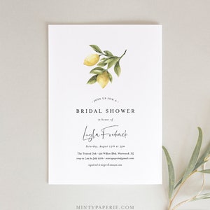 Invitation de douche nuptiale de citron, invitation de douche de couples, douche de mariage d'été d'agrumes, téléchargement instantané, texte modifiable, imprimable #089-169BS