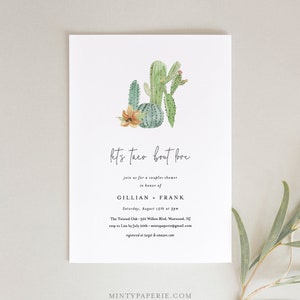 Fiesta Bridal Shower Invitation, Couples Shower Invite, Taco Bout Love, Cactus, Succulent, INSTANT DOWNLOAD, Editable Text, Printable #168BS