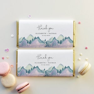 Mountain Pine Chocolate Bar Wrapper Template, Printable Wedding / Bridal Shower Candy Bar Wrapper, Instant Download, Templett #063-104CW