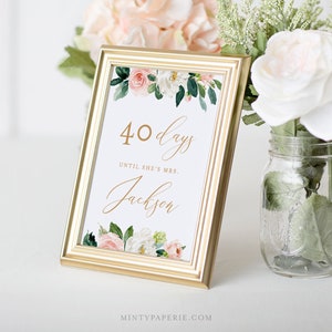 Bridal Shower Countdown Sign Template, Days Until I Do Sign, Instant Download, 100% Editable Text, Printable, DIY, 5x7 & 8x10  #043-102BSS