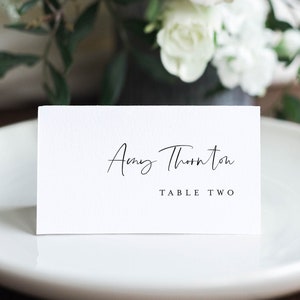 Minimalist Place Card Template, Printable Modern Wedding Escort Card with Meal Option, INSTANT DOWNLOAD, Editable, Templett #096-155PC