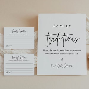 Family Traditions Sign and Card, Baby Shower, Share a Memory, Childhood Memory, 100% Editable Template, Instant Download, Templett #0009-84S