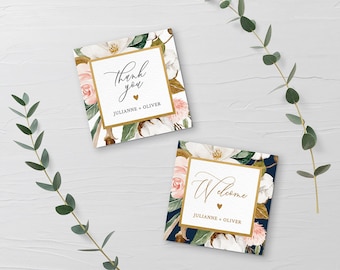 Favor Tag Template, Printable Wedding or Bridal Shower Thank You Tag / Label, Magnolia & Cotton, Instant Download, Editable Text #015-110SF