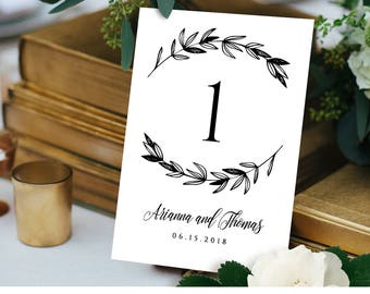 Wedding Table Number Card, Instant Download, Printable Seating Card, Rustic Wedding Reception Decor, 100% Editable Template, DIY #023-102TC