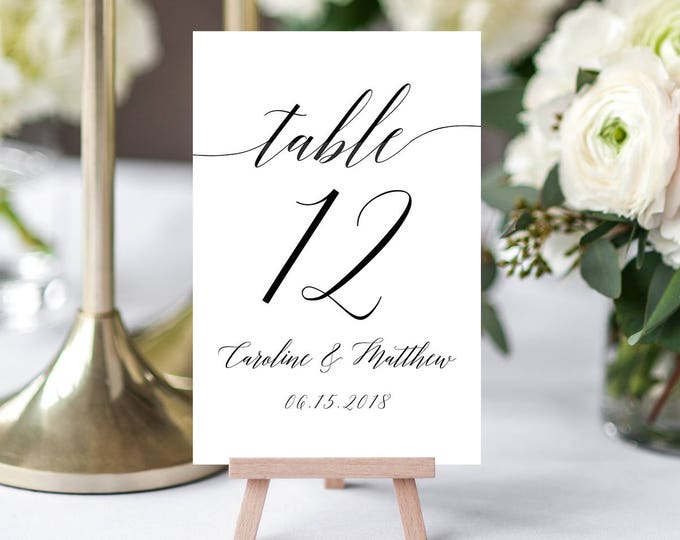 Table Number Card Template, Printable Wedding Table Number, DIY Seating Card Template, 100% Editable, Modern Calligraphy, Digital #034-105TC