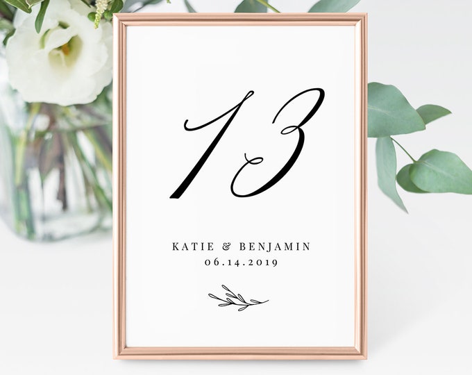 INSTANT DOWNLOAD, Printable Wedding Table Number Card, Flat & Tent Fold, 100% Editable, Rustic Boho, Kraft, Calligraphy, Templett #038-119TC