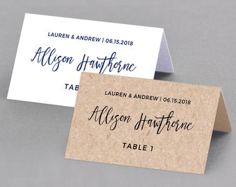 Wedding Place Card Template, Table Number, Name Card, Seating Card, Printable File, Instant Download, 100% Editable, Digital, DIY #018-101PC