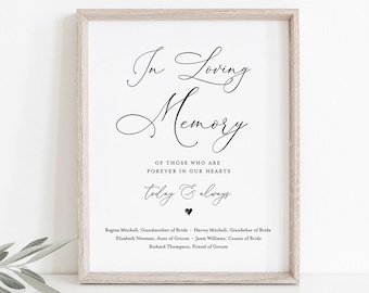 In Loving Memory Sign, INSTANT DOWNLOAD, 100% Editable, Printable Wedding Decor, Simple and Modern Wedding Memorial Sign, DiY #CHM-01