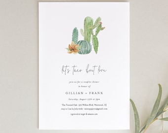 Fiesta Bridal Shower Invitation, Couples Shower Invite, Taco Bout Love, Cactus, Succulent, INSTANT DOWNLOAD, Editable Text, Printable #168BS