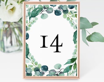 Garden Table Numbers, Printable Boho Wedding Table Card, Greenery, INSTANT DOWNLOAD, Editable Template, Templett, 4x6 and 5x7  #068B-134TC