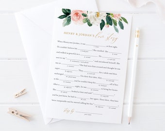 Funny Bridal Shower Game Printable | Mad Libs | Custom Wed Libs | Editable Template | Instant Download | DIY Wedding Shower Game #043-109BG
