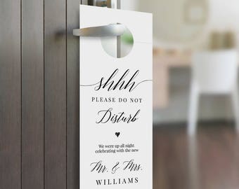 Door Hanger Template, Wedding Welcome Letter / Note, Printable Do Not Disturb Door Tag, 100% Editable, Instant Download, Templett 034-101DH