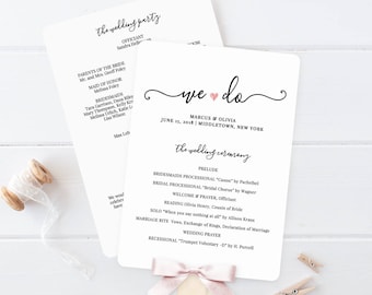 Wedding Program Printable, Wedding Program Template, Printable Ceremony Template, Fan Program, Order of Service, Instant Download #030-402WP