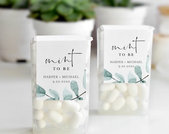 Mint to Be Label Template, Tic Tac Wraparound, Eucalyptus Wedding or Bridal Shower Mint Favor Sticker, Instant Download, Templett #049-103TT