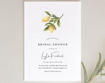 Lemon Bridal Shower Invitation, Couples Shower Invite, Citrus Summer Wedding Shower, INSTANT DOWNLOAD, Editable Text, Printable #089-169BS