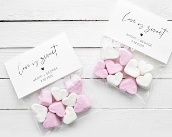 Treat Favor Bag Topper Template, Love is Sweet, Candy / Mint Bag Tag, Wedding or Bridal Shower Favor, Instant Download, Templett #096-101CT