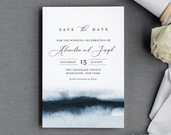 Elegant Save the Date Template, 100% Editable Text, Modern Watercolor Wedding Date, DIY, Templett, Digital, Instant Download #093A-159SD