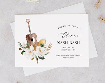 Nashville Bachelorette Weekend Invitation & Itinerary, Nash Bash, Tennessee, Editable Template, Templett, Instant Download #017-139BP