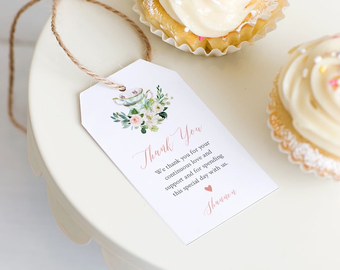 Tea Wedding Favor Tag Template, Thank You Tag, Tea Party Bridal Shower Tag, Welcome Bag, INSTANT DOWNLOAD, Editable, Templett #085-151FT