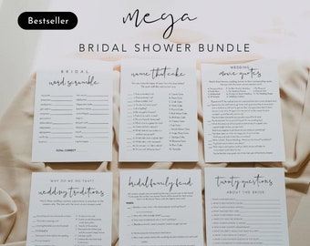 MEGA Bridal Shower Game Bundle, 36 Games, Minimalist Wedding Shower Games, 100% Editable Templates, Instant Download, Templett #0031BGB