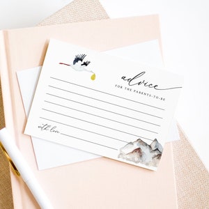 Stork Baby Advies Kaartsjabloon, Baby Shower Insert, 100% bewerkbare tekst, afdrukbaar, Instant Download, Templett, 3.5x5 #102AC