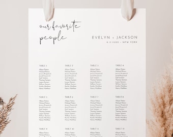 Modern Seating Chart Template, Minimalist Wedding Seating Sign, Our Favorite People, Instant Download, Editable, Templett #0031-292SC
